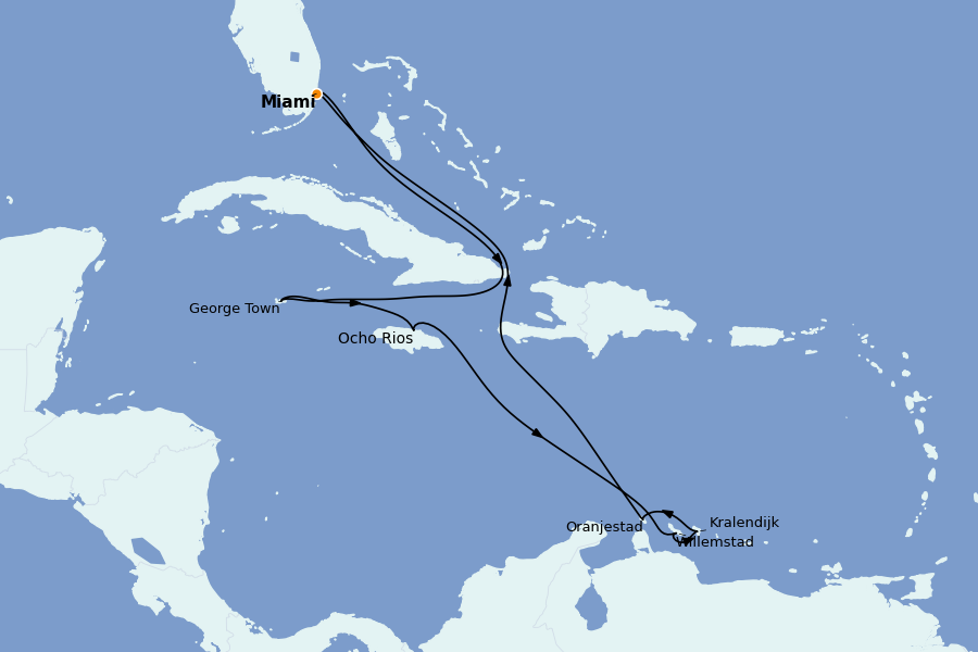 Itinéraire de la croisière Caraïbes de l'Est (Antilles) 10 jours à bord du MSC Poesia