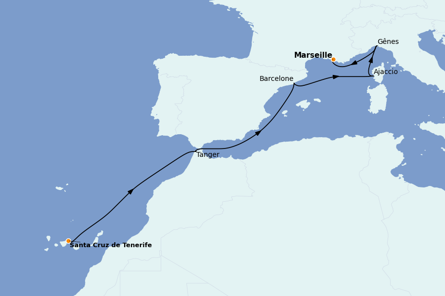 Itinerario del crucero Mediterráneo 7 días a bordo del Costa Smeralda