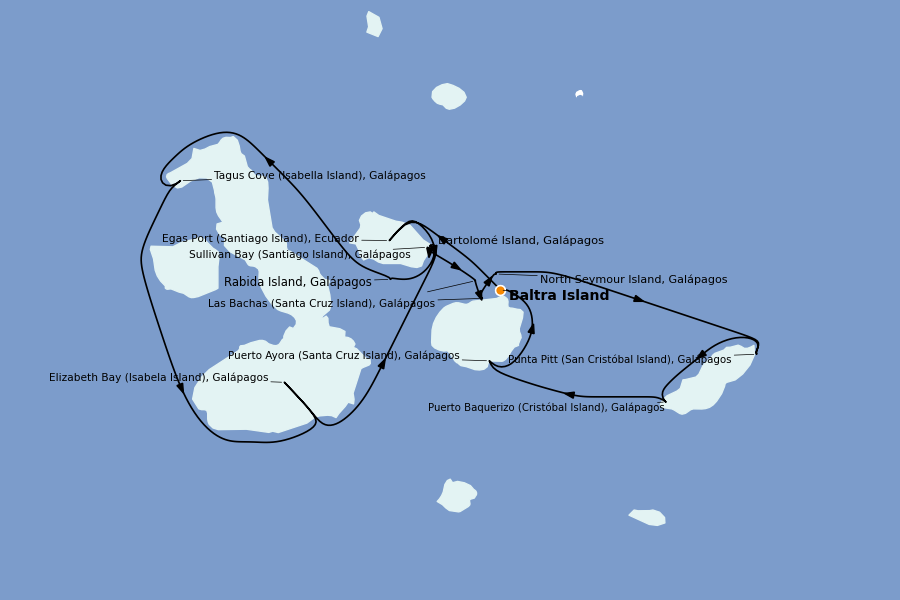 Itinéraire de la croisière Îles Galápagos, Île de Pâques  7 jours à bord du Celebrity Flora