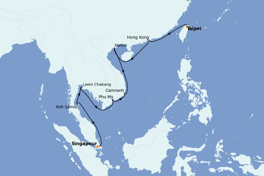 Itinerario del crucero China, Japón, Hong Kong, Taiwán, Corea del Sur 13 días a bordo del Seven Seas Explorer