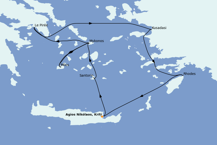 Itinéraire de la croisière Îles Grecques, Adriatique et Turquie - Méditerranée Orientale 7 jours à bord du Celestyal Journey