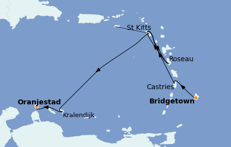 Itinerario del crucero Caribe del Este 7 días a bordo del Seabourn Odyssey