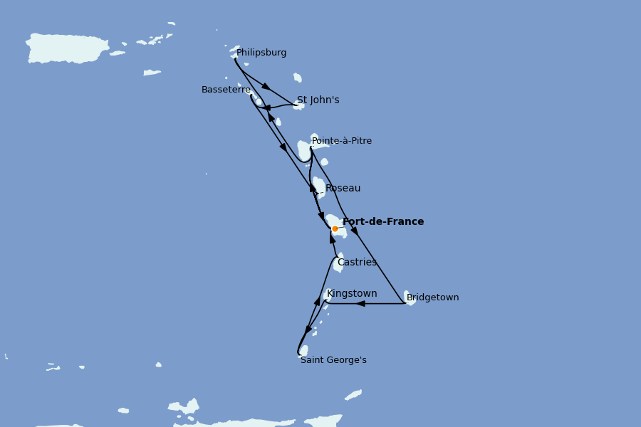 Itinerario del crucero Caribe del Este (Antillas) 14 días a bordo del MSC Seaview