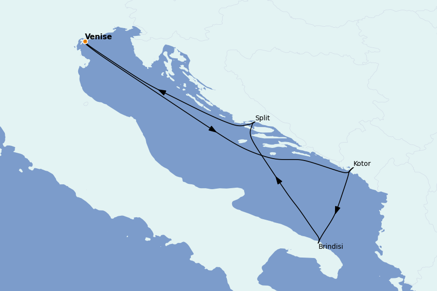 Itinéraire de la croisière Méditerranée Occidentale 5 jours à bord du MSC Armonia