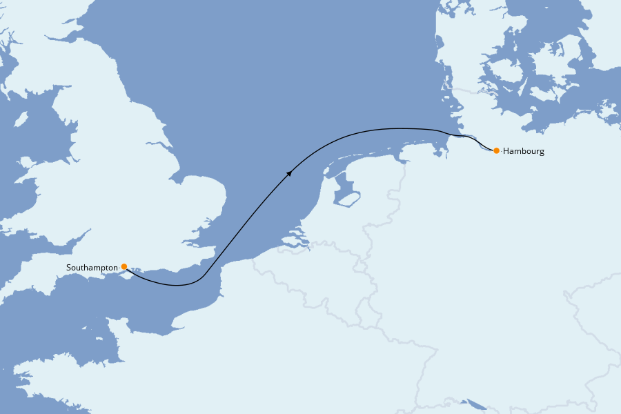 Itinerario del crucero Islas Británicas 2 días a bordo del Queen Mary 2