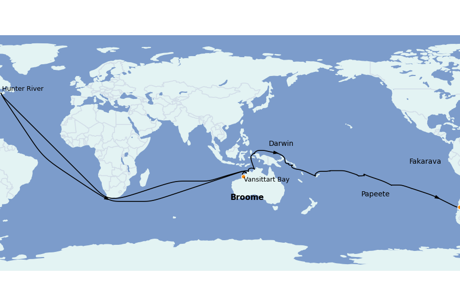 Itinéraire de la croisière Mer Baltique - Russie - Mer du Nord 64 jours à bord du Seabourn Pursuit