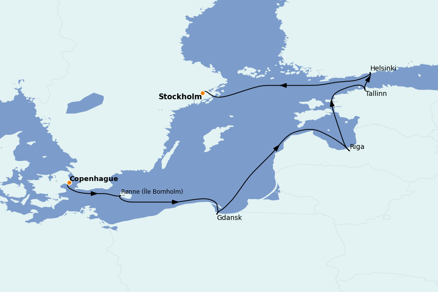 Itinerario del crucero Mar Báltico 7 días a bordo del Silver Dawn