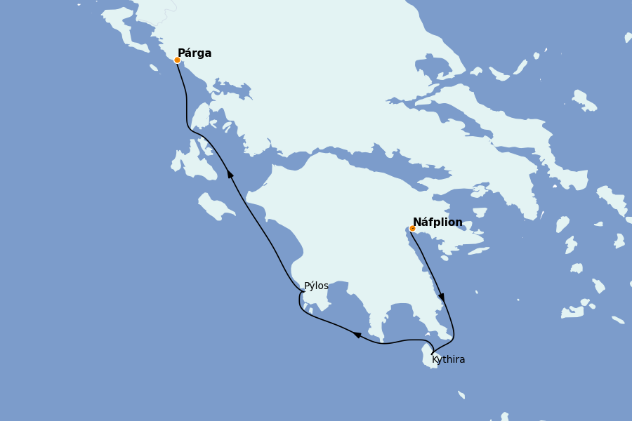 Itinerario del crucero Grecia y Adriático 8 días a bordo del Le Dumont d'Urville