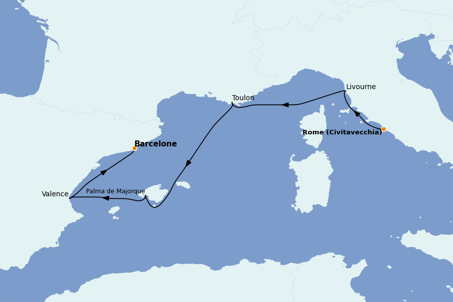 Itinerario del crucero Mediterráneo 7 días a bordo del Queen Victoria