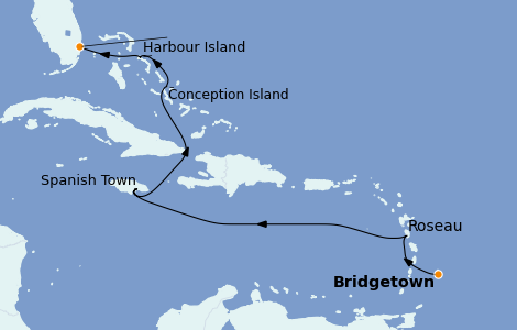 Itinerario del crucero Caribe del Este 8 días a bordo del Silver Cloud Expedition
