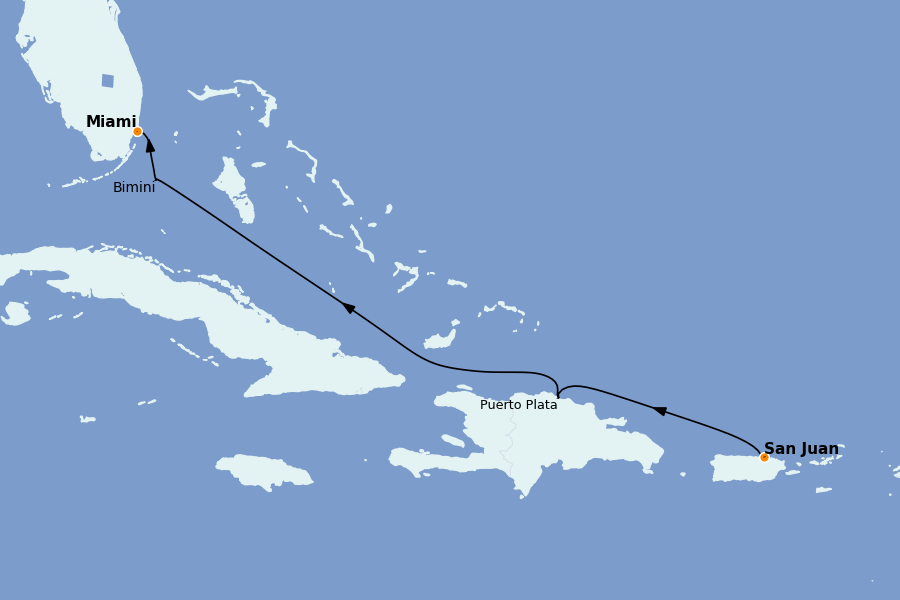Itinerario del crucero Caribe del Este 5 días a bordo del Valiant Lady
