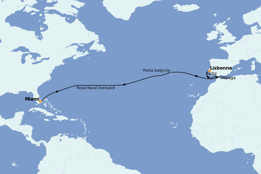 Itinéraire de la croisière Méditerranée Occidentale 14 jours à bord du Seven Seas Grandeur