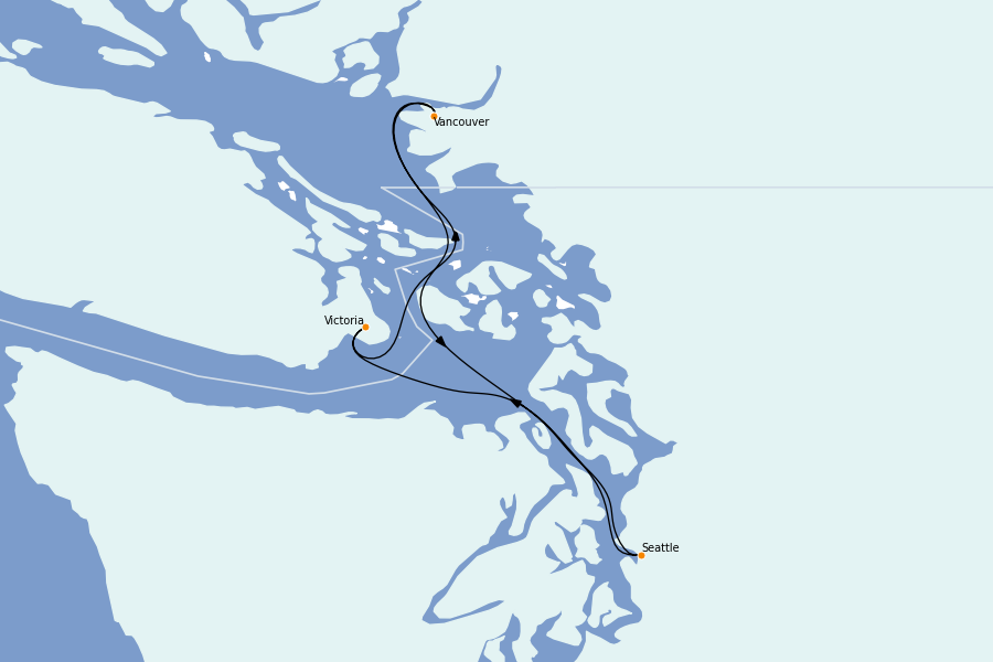 Itinerario del crucero Alaska 4 días a bordo del Ms Koningsdam
