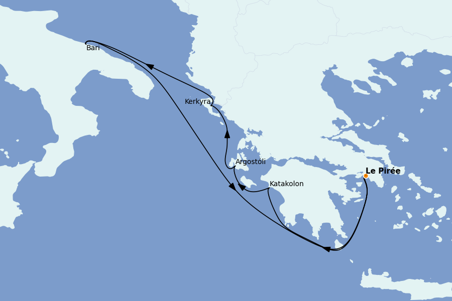 Itinerario del crucero Grecia y Adriático 6 días a bordo del MSC Sinfonia