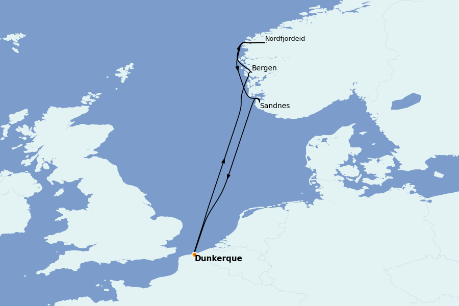 Itinerario del crucero Fiordos y Noruega 7 días a bordo del Renaissance