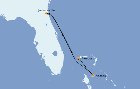 Itinerario del crucero Bahamas 4 días a bordo del Carnival Ecstasy