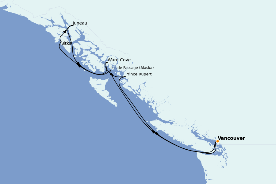Itinerario del crucero Alaska 7 días a bordo del Serenade of the Seas