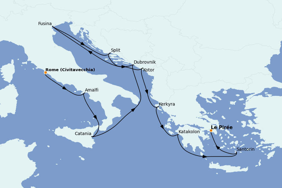 Itinerario del crucero Mediterráneo Occidental 14 días a bordo del Seven Seas Grandeur