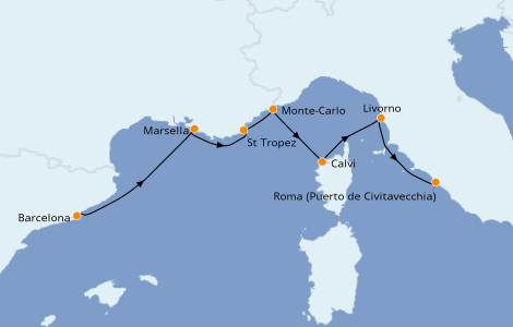 Itinerario del crucero Mediterráneo 7 días a bordo del Azamara Quest