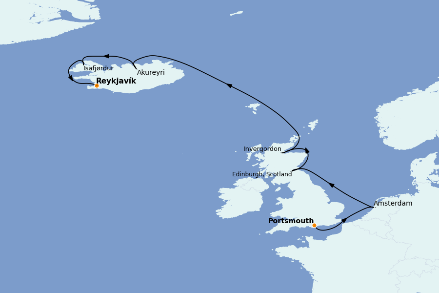 Itinerario del crucero Mar Báltico y Mar del Norte 10 días a bordo del Valiant Lady