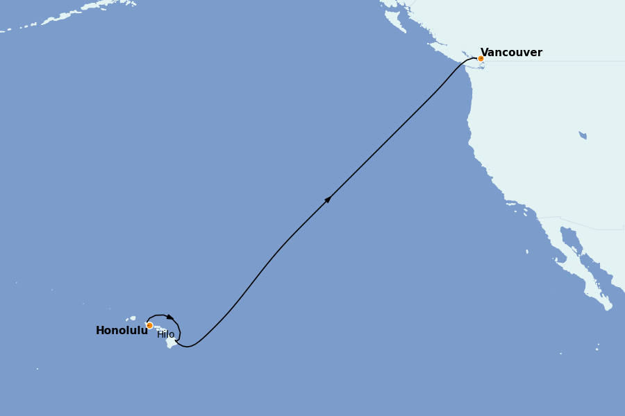 Itinerario del crucero Hawaii 11 días a bordo del Silver Whisper