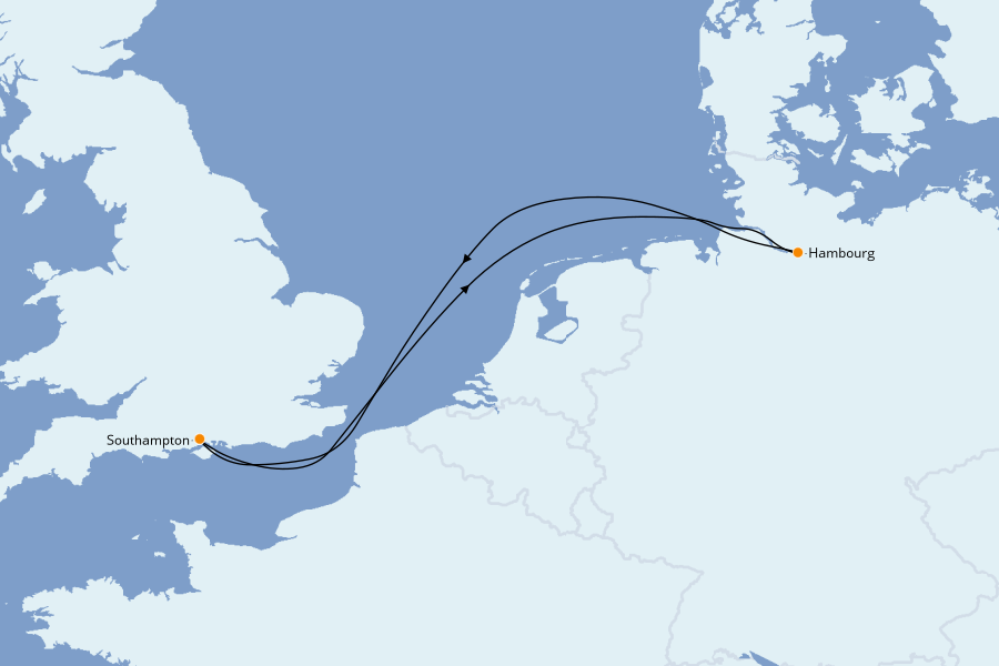 Itinerario del crucero Islas Británicas 4 días a bordo del Queen Mary 2