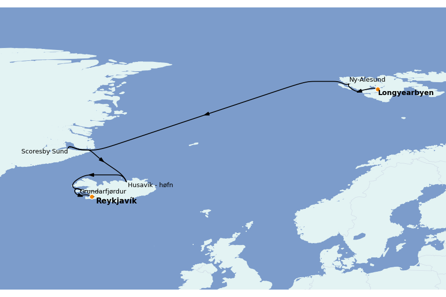 Itinerario del crucero Polo Norte 13 días a bordo del Le Lyrial