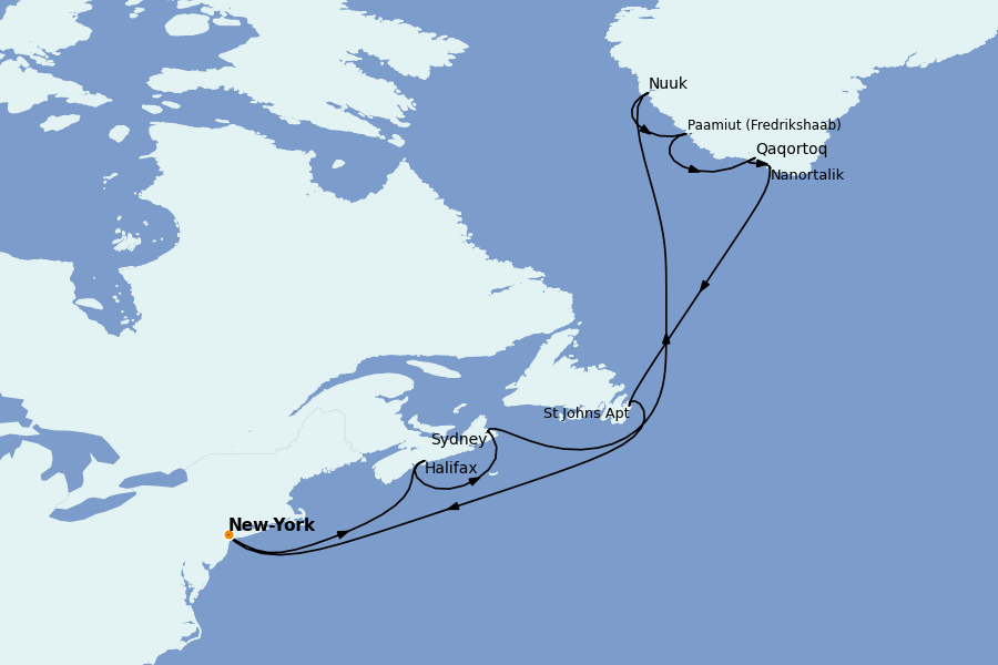 Itinerario del crucero Canadá 18 días a bordo del Island Princess