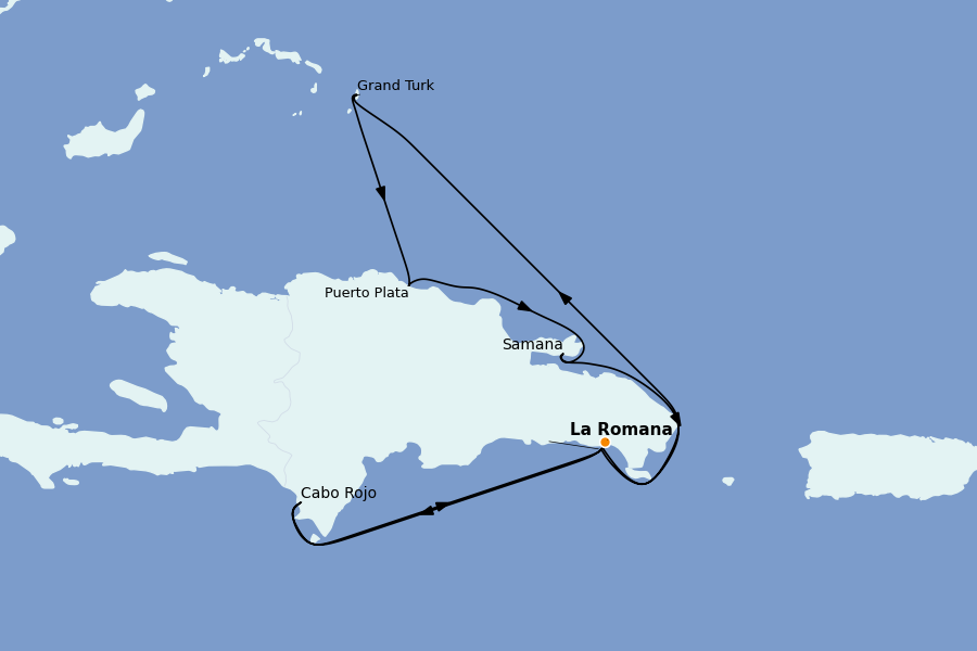 Itinerario del crucero Caribe del Este 7 días a bordo del Costa Pacifica