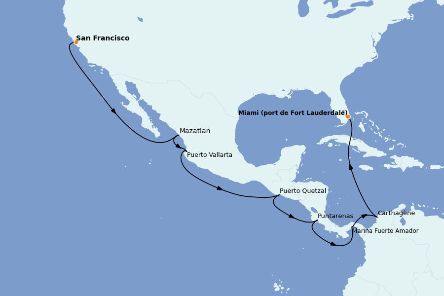 Itinerario del crucero Caribe del Este (Antillas) 17 días a bordo del Ruby Princess