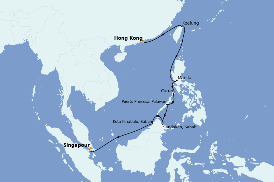 Itinerario del crucero China, Japón, Hong Kong, Taiwán, Corea del Sur 14 días a bordo del Silver Muse