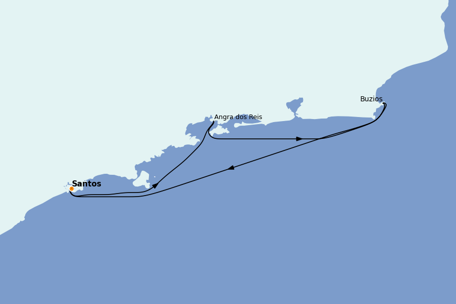 Itinéraire de la croisière Brésil, Argentine, Uruguay 3 jours à bord du MSC Preziosa