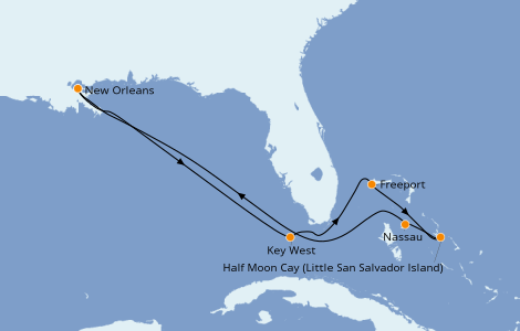 Itinerario del crucero Bahamas 8 días a bordo del Carnival Glory