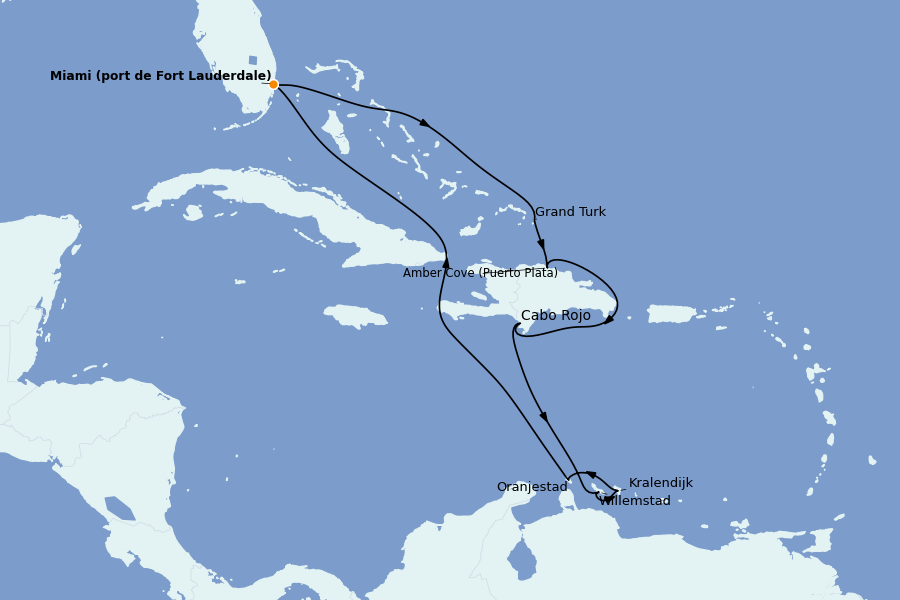 Itinerario del crucero Caribe del Este (Antillas) 11 días a bordo del Ms Eurodam
