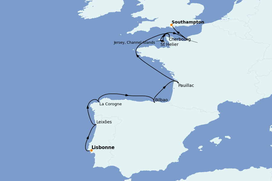 Itinerario del crucero Mediterráneo Occidental 9 días a bordo del Seven Seas Prestige