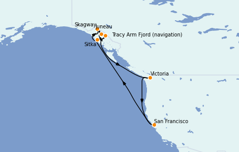 Itinerario del crucero Alaska 10 días a bordo del Carnival Miracle