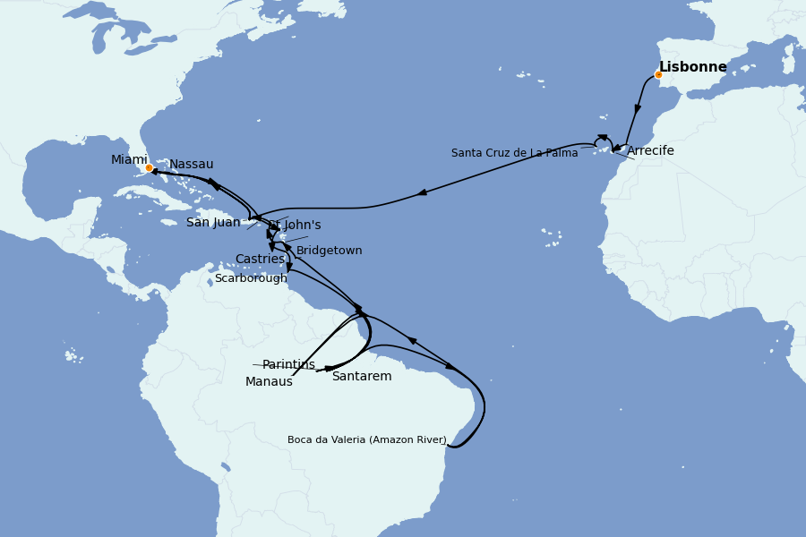 Itinerario del crucero Mediterráneo Occidental 40 días a bordo del Insignia
