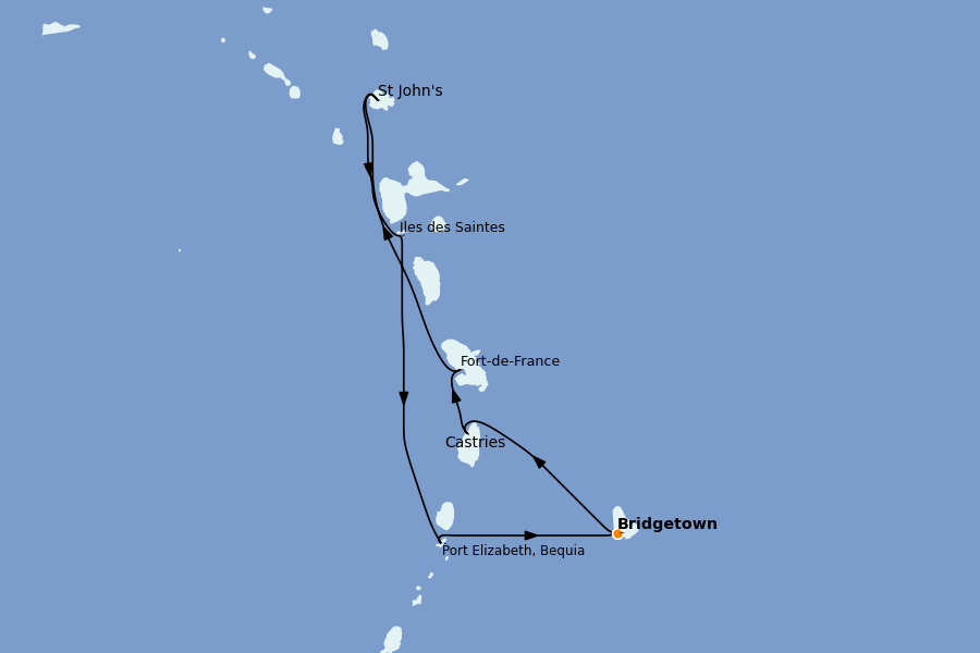 Itinerario del crucero Caribe del Este 7 días a bordo del Silver Spirit