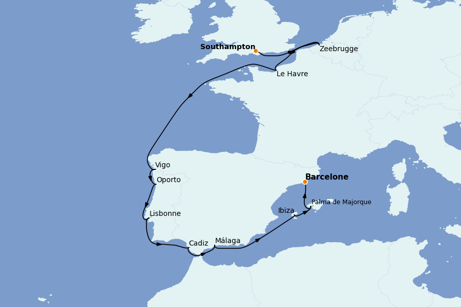 Itinerario del crucero Mediterráneo 11 días a bordo del Norwegian Jewel