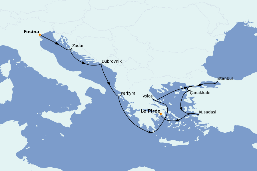 Itinéraire de la croisière Méditerranée Occidentale 11 jours à bord du Explora II