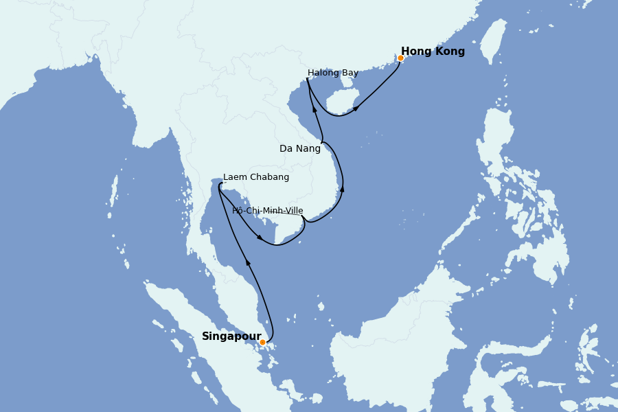 Itinéraire de la croisière Chine, Japon, Hong Kong, Taïwan, Corée du Sud 14 jours à bord du Silver Nova