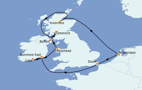 Itinerario del crucero Islas Británicas 12 días a bordo del Jewel of the Seas
