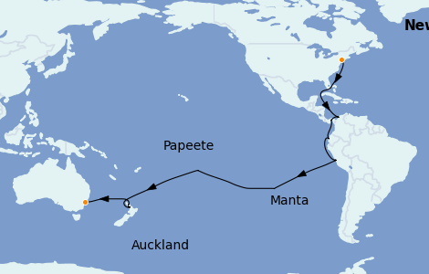 Itinerario del crucero Australia 2022 36 días a bordo del Coral Princess