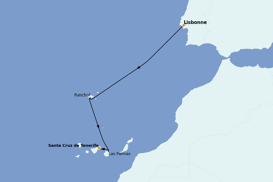 Itinéraire de la croisière Méditerranée Occidentale 6 jours à bord du Silver Dawn