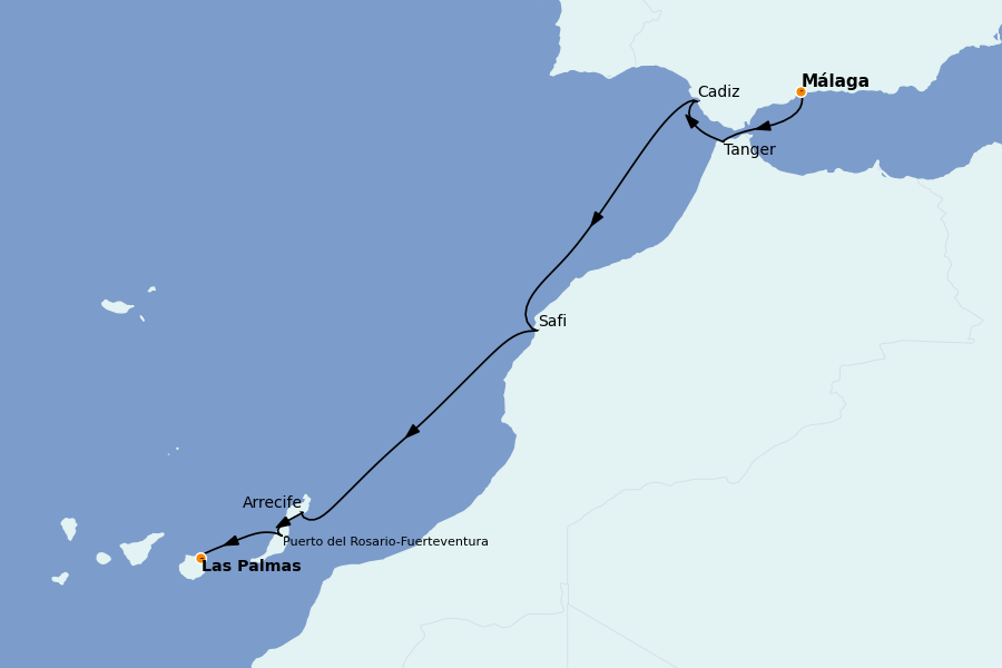 Itinéraire de la croisière Méditerranée Occidentale 9 jours à bord du Star Flyer