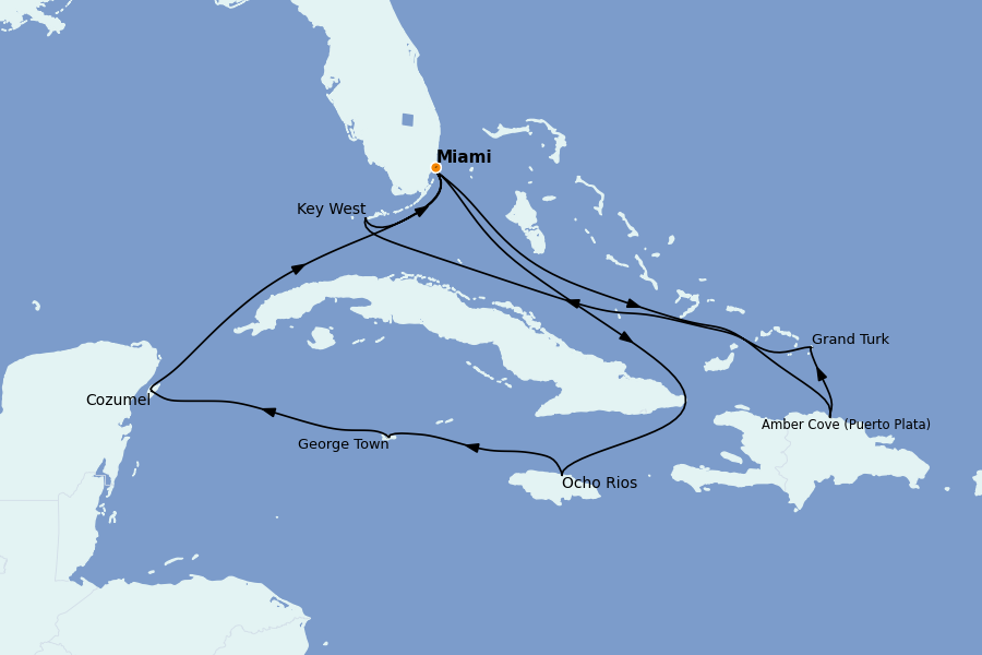 Itinerario del crucero Caribe del Este (Antillas) 14 días a bordo del Ms Zuiderdam