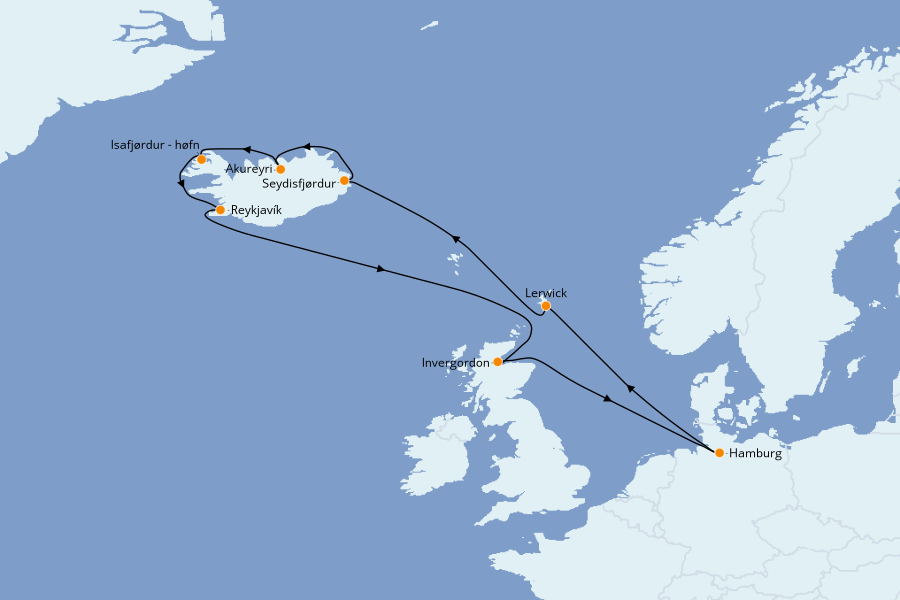 Itinerario del crucero Islas Británicas 12 días a bordo del MSC Preziosa