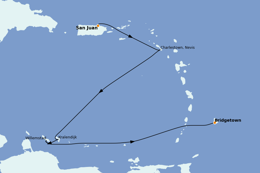 Itinerario del crucero Caribe del Este 7 días a bordo del Silver Spirit