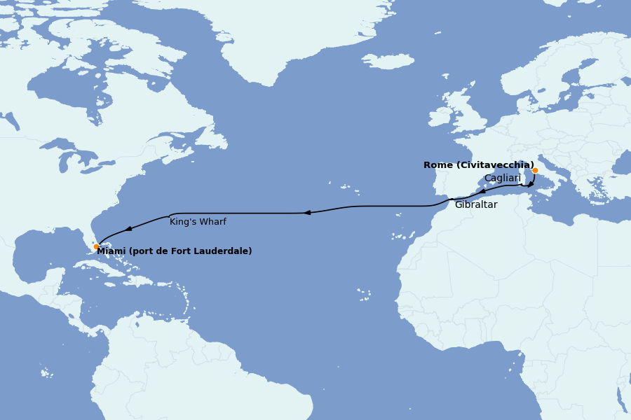Itinerario del crucero Mediterráneo Occidental 13 días a bordo del Celebrity Ascent