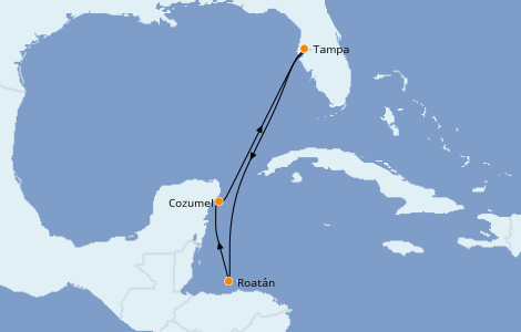 Itinerario del crucero Caribe del Oeste 5 días a bordo del Carnival Paradise